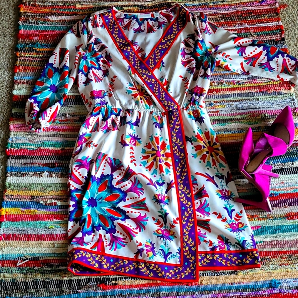 Faux wrap dress with pockets